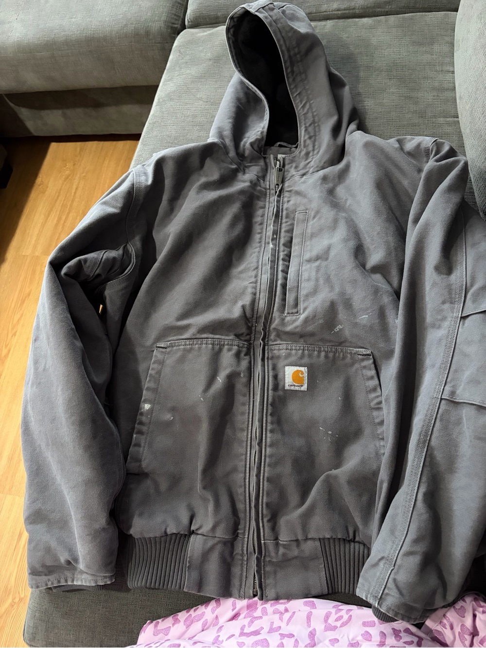 Mens Carhartt Gray Hooded Zip